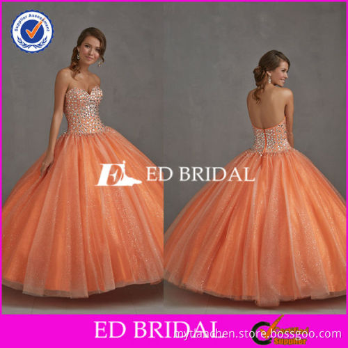 2785 Stunning Orange Custom Made Shiny Heavy Beaded Open Back Ball Gown Patterns